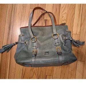 Dooney & Bourke Florentine Leather Double Strap Tassel Satchel Faded Blue